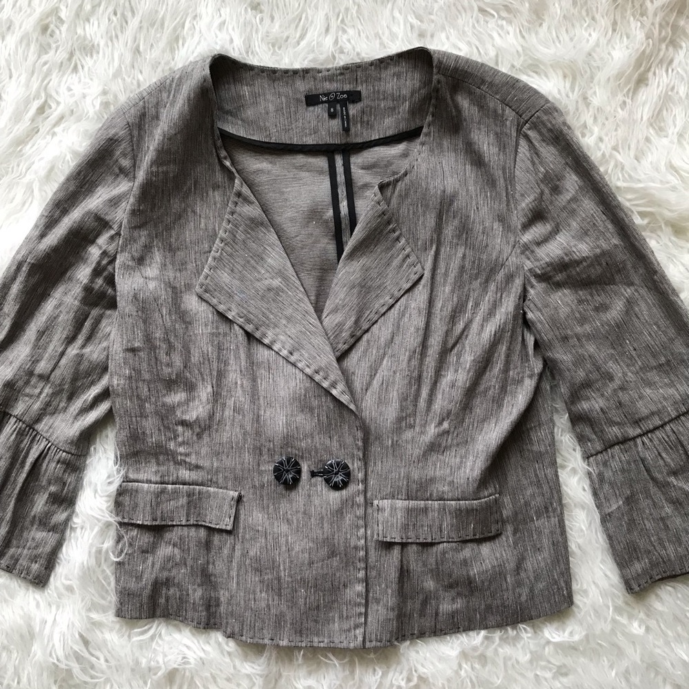 NIC+ZOE BELL SLEEVE‎ LINEN BLEND LIGHTWEIGHT COAT